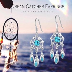 925 Sterling Silver Turquoise Dreamcatcher Earrings
